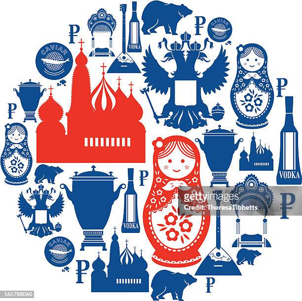 ilustraciones, imágenes clip art, dibujos animados e iconos de stock de icono ruso de montaje - mamushka
