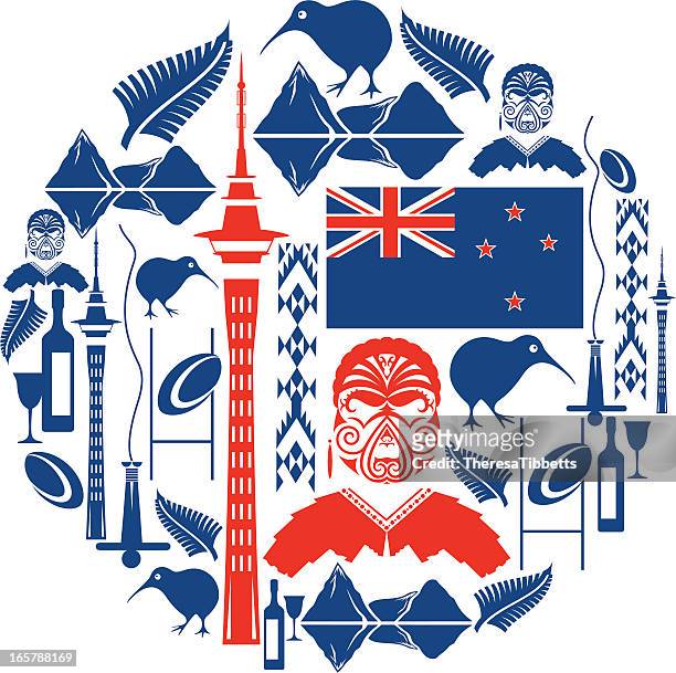 illustrations, cliparts, dessins animés et icônes de icône montage de nouvelle-zélande - kiwi