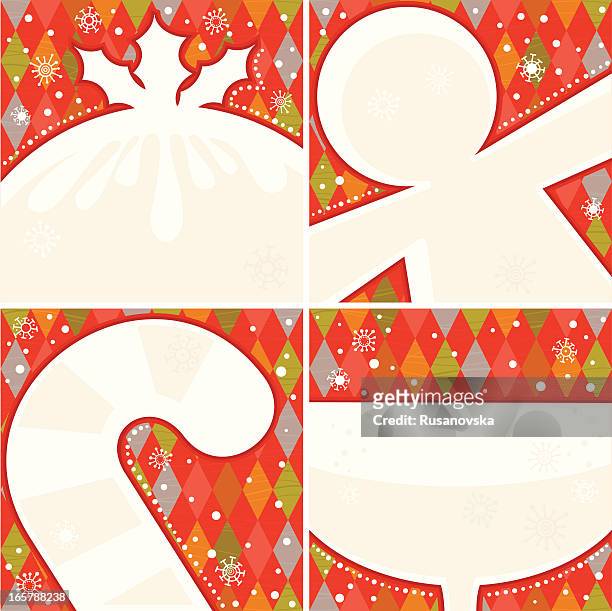 illustrazioni stock, clip art, cartoni animati e icone di tendenza di set di cornici per natale - christmas cake