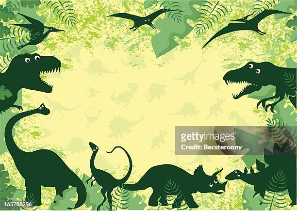 dinosaurier-grenze hintergrund - velociraptor stock-grafiken, -clipart, -cartoons und -symbole