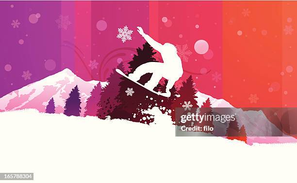 ilustrações, clipart, desenhos animados e ícones de fundo de snowboard - ski slope