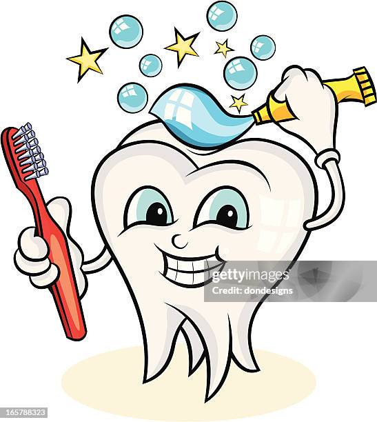 tooth and toothpaste - toothbrush stock illustrations