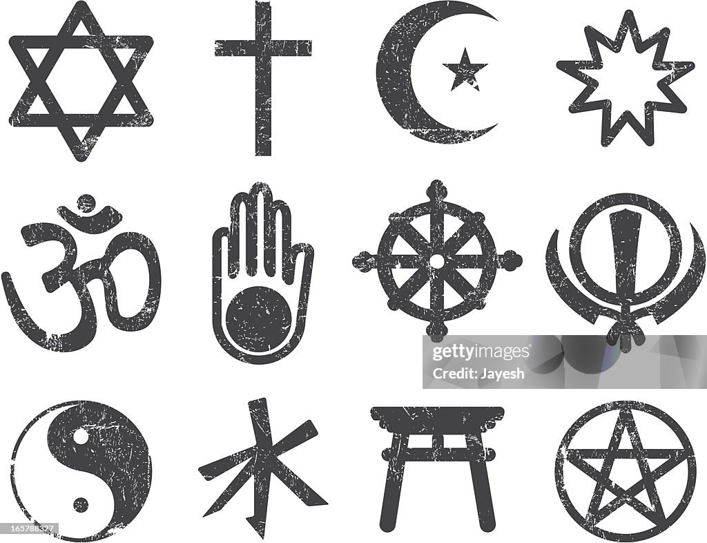 Vector Textured Religion Icon Set