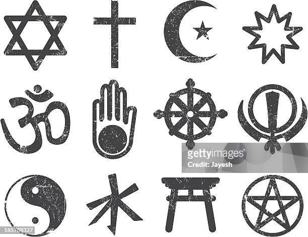 vector textured religion icon set - religion stock illustrations