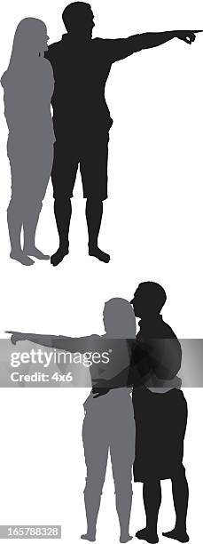 silhouette of a couple - romantic couple back stock illustrations