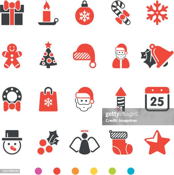 weihnachts-set-icon - tannenzweig stock-grafiken, -clipart, -cartoons und -symbole