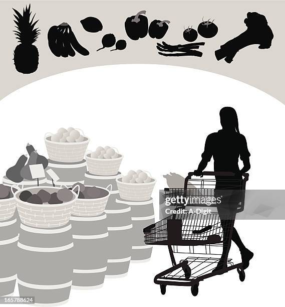 young shopper vector silhouette - figs stock illustrations