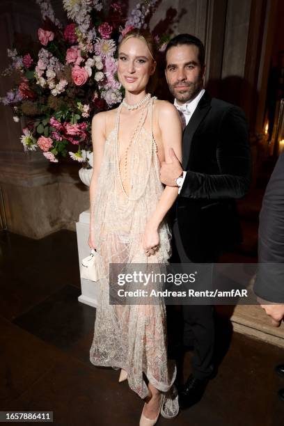 Kim Hnizdo and Alejandro Nones attend the after party for the amfAR gala Venezia 2023 presented by Mastercard and Red Sea International Film Festival...