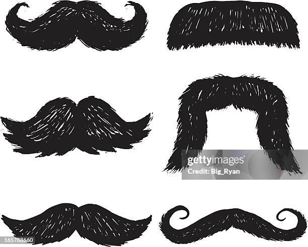 stockillustraties, clipart, cartoons en iconen met sketchy mustaches - macho