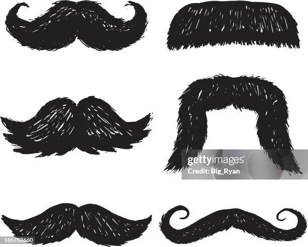 sketchy mustaches - mustache stock illustrations