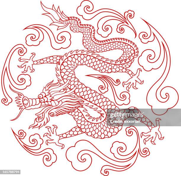 tradional chinese dragon lineart symbol - 中國龍 幅插畫檔、美工圖案、卡通及圖標