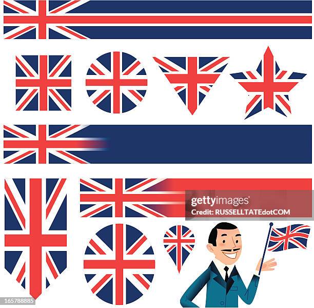 illustrations, cliparts, dessins animés et icônes de multi union jack en forme - drapeau du royaume uni