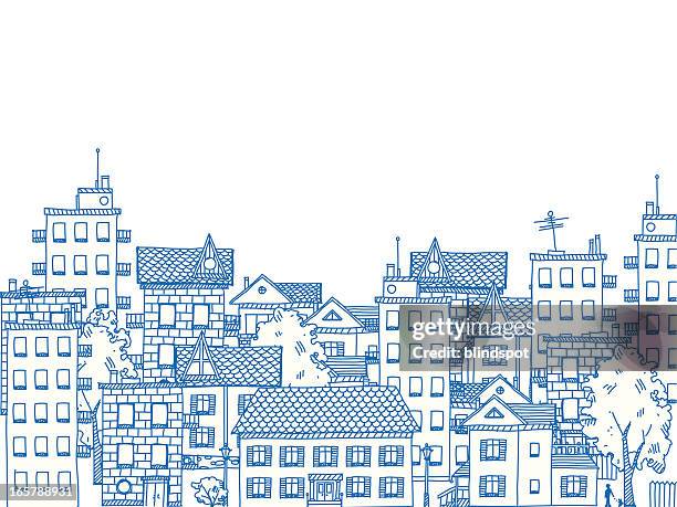 city drawing - residential stock illustrations