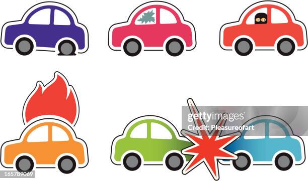 troubles with a car - car white background stock illustrations