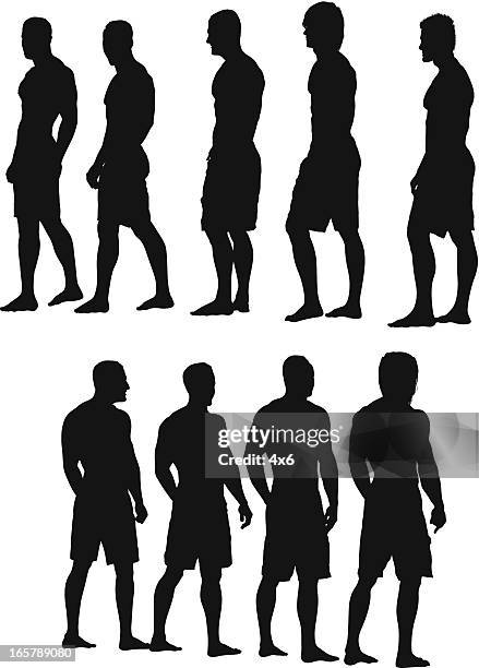silhouette of body builders - walking side by side stock illustrations