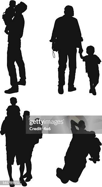 parents with their children - man lying on back stock illustrations