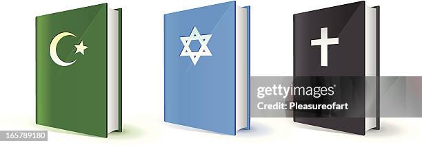 stockillustraties, clipart, cartoons en iconen met holy books of three religions - torah