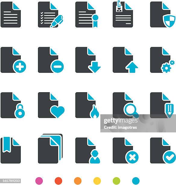 document files - icon set - security response stock illustrations