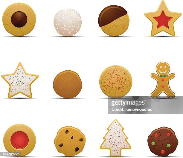 bildbanksillustrationer, clip art samt tecknat material och ikoner med christmas cookie icons - biskvi