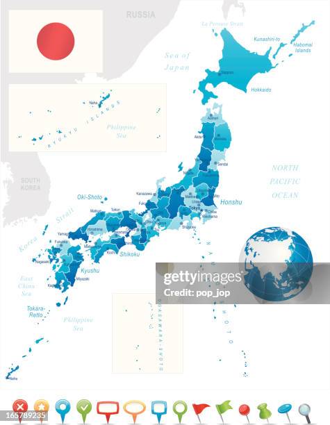 japan - highly detailed map - nagano japan stock illustrations