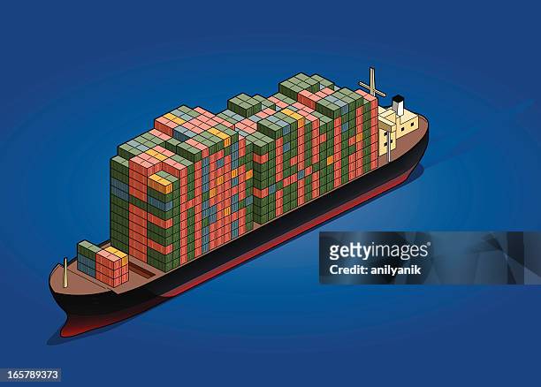 cargo ship - container ship stock illustrations
