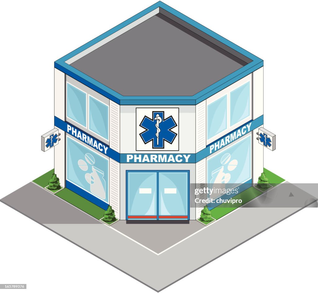 Pharmacy building isometric