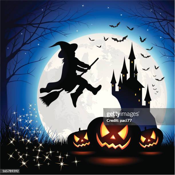 halloween hexe kinder - nero stock-grafiken, -clipart, -cartoons und -symbole