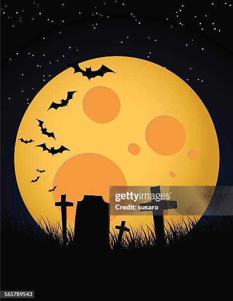 spooky moon illustration - blank billboard night stock illustrations