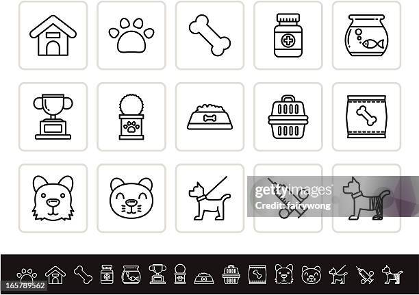 pet icons - dog bowl stock illustrations