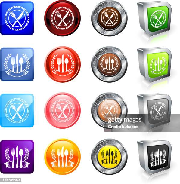 utensils royalty free vector button set - butter knife stock illustrations