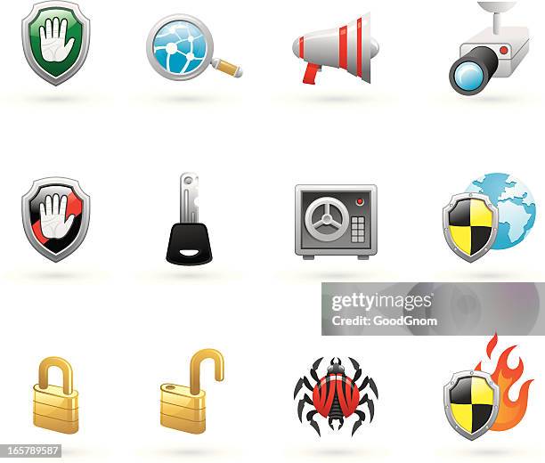 internet & security icon set - security camera isolated stock illustrations