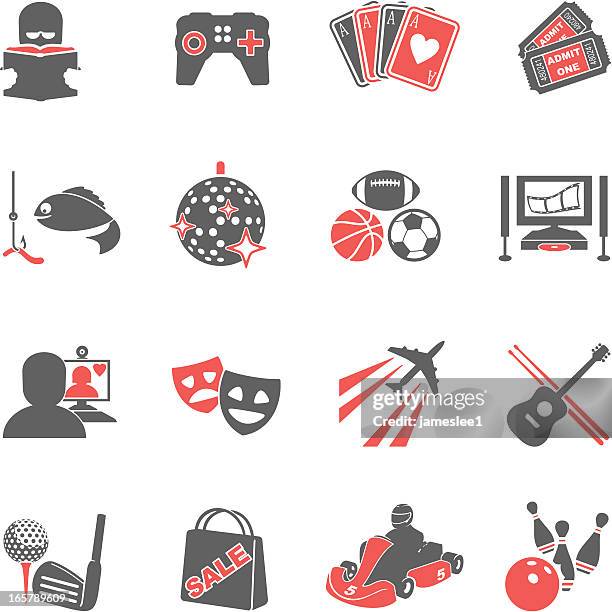 hobbies icons - go cart stock illustrations
