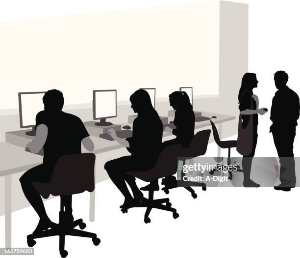 students vector silhouette - computer training stock illustrations