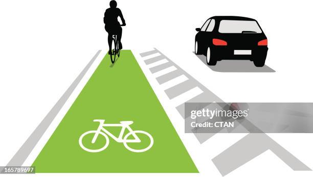 fahrradweg-konzept - städtische straße stock-grafiken, -clipart, -cartoons und -symbole