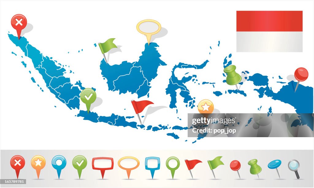 Indonesia map with navigation icons