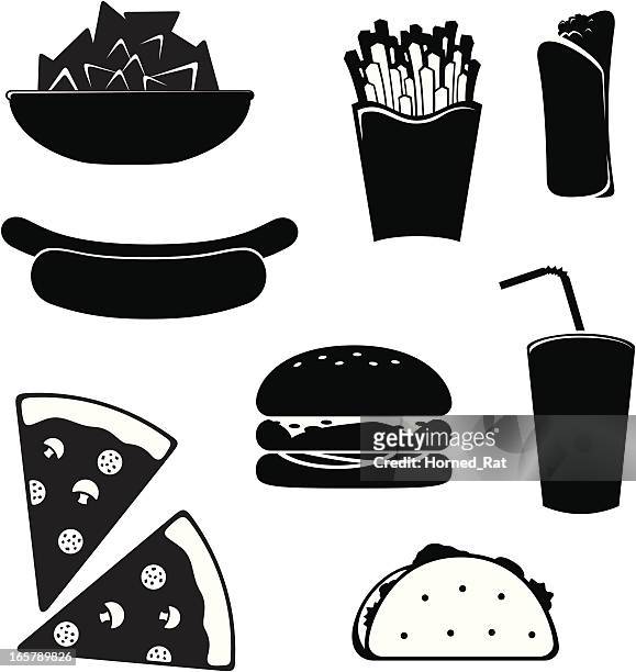 icon - junk food - nachos stock illustrations