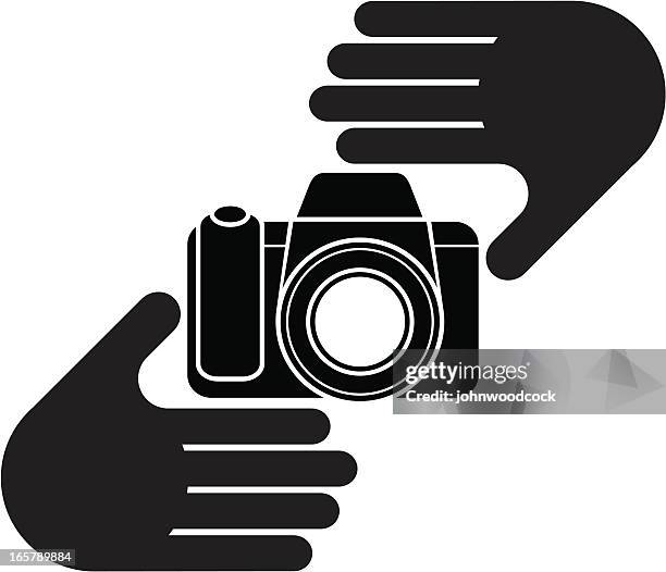 camera hands - looking through fingers stock illustrations