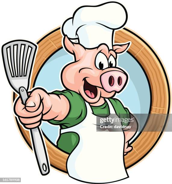 schwein-chef - schweinefleisch stock-grafiken, -clipart, -cartoons und -symbole