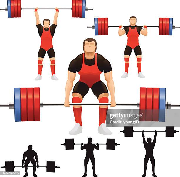 vector of weight lifters with weights - barbell stock illustrations
