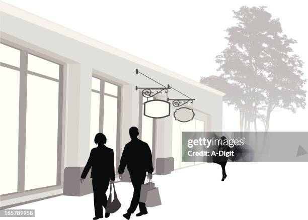 today's shopping vector silhouette - building client relationships stock illustrations
