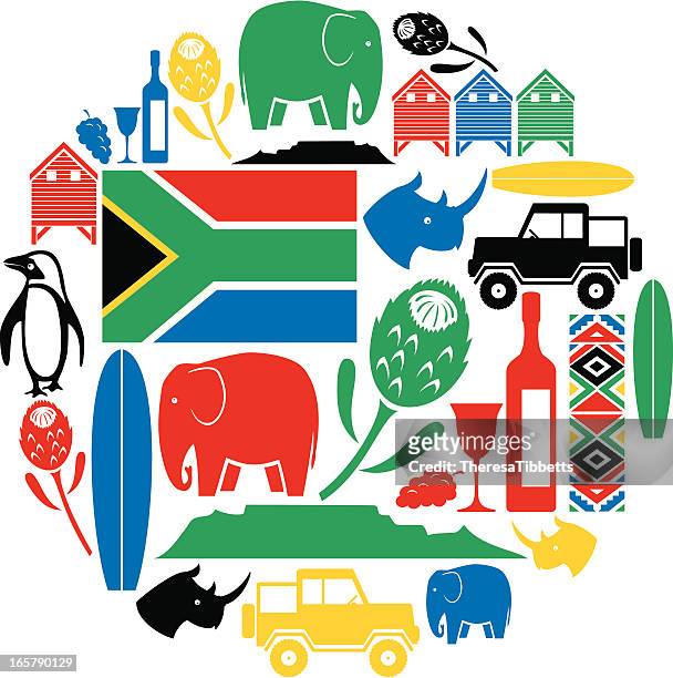stockillustraties, clipart, cartoons en iconen met south africa icon montage - kaapstad