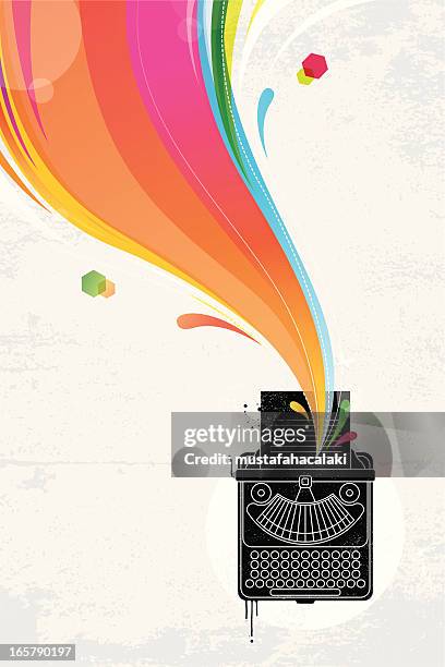 typewriter colourful graffiti - typewriter vector stock illustrations