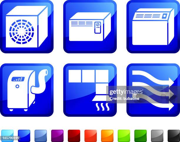 air conditioning system royalty free vector icon set stickers - heating radiator stock illustrations