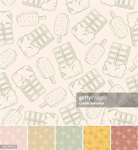 outline pattern of chocolate and ice-cream - caramel background stock illustrations