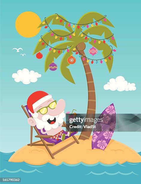 stockillustraties, clipart, cartoons en iconen met chillout before christmas - hawaii christmas