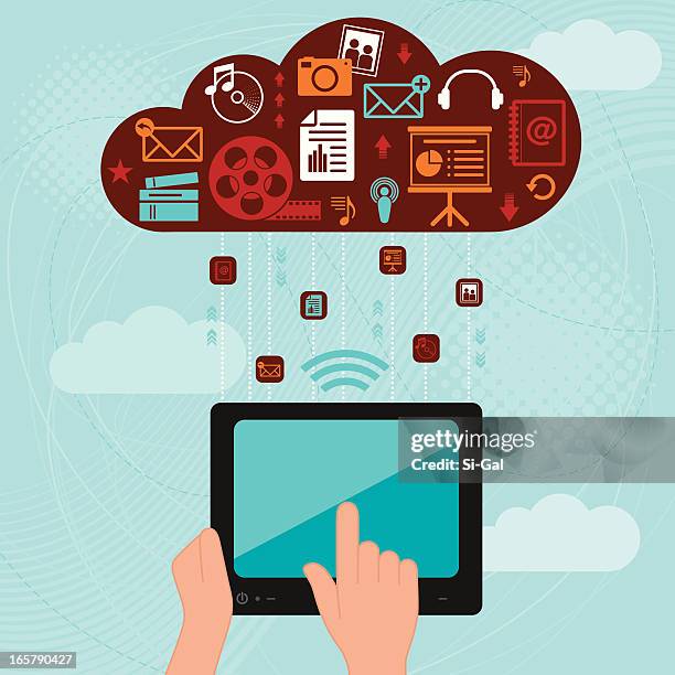 tablet and cloud computing - human body part videos stock illustrations