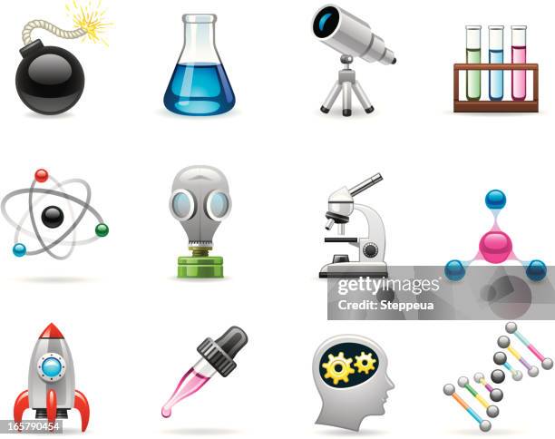 science icons - laboratory for atmospheric and space physics stock illustrations
