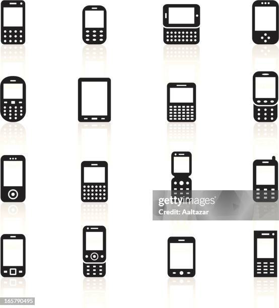 stockillustraties, clipart, cartoons en iconen met black symbols - mobile devices - ergonomie