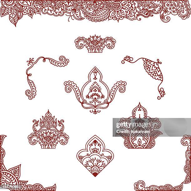 mehndi ornaments - indian culture pattern stock illustrations