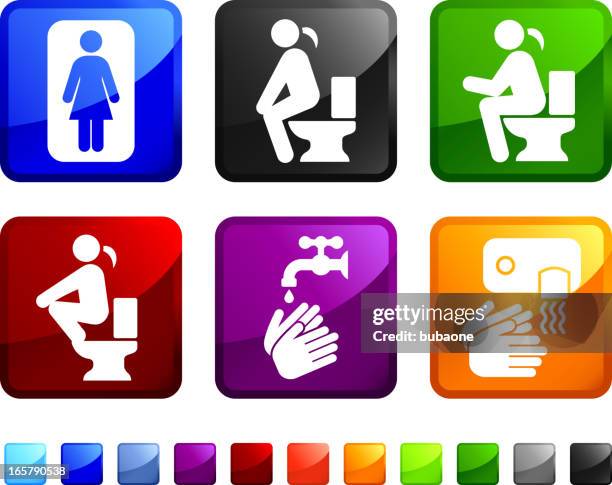 women's bathroom royalty free vector icon set stickers - powder room stock illustrations